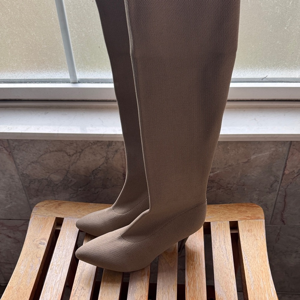 Knit Beige Textured Boots NWOT
